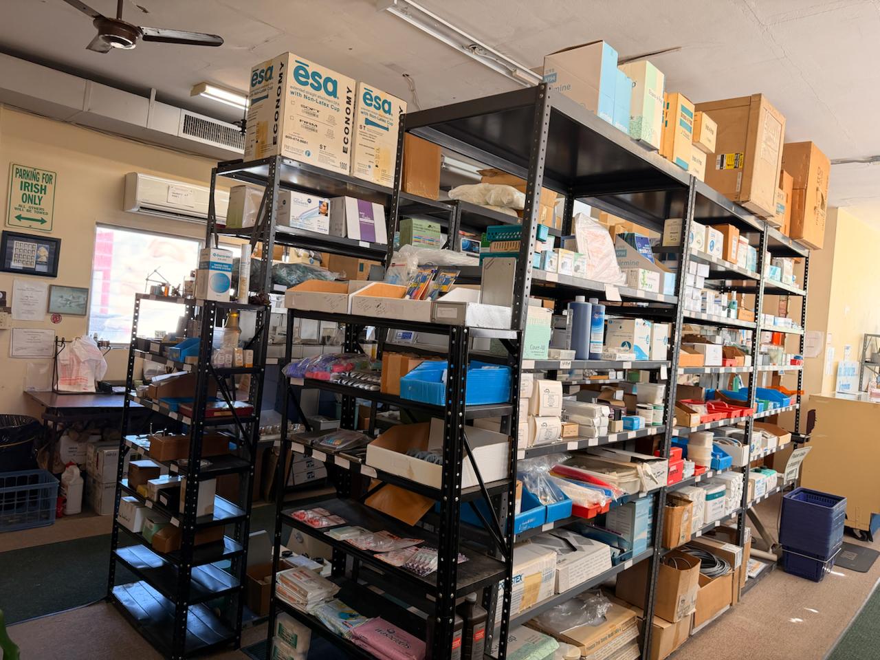 O'Meara Dental Supply inventory shelving