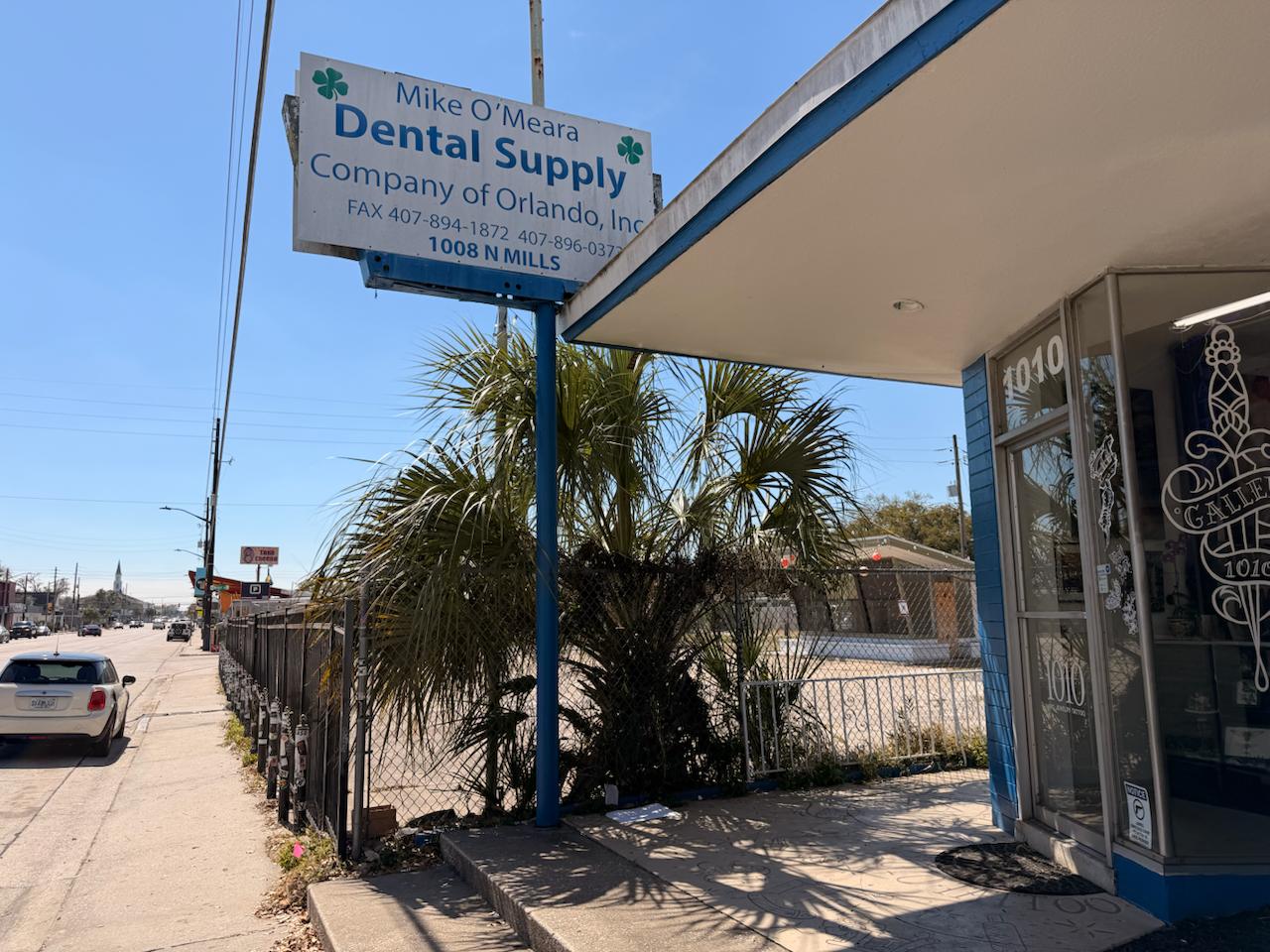 Mike O'Meara Dental Supply Company of Orlando sign on N Mills Ave